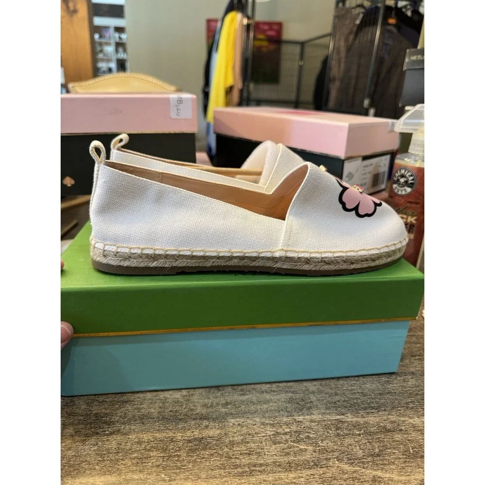 $148 Kate Spade Gavyn Optic White Peony‎ Shoes Espadrille Flats Size 10 M